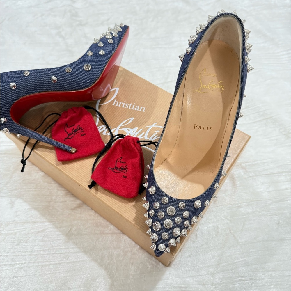 Christian Louboutin Denim Studded Heels